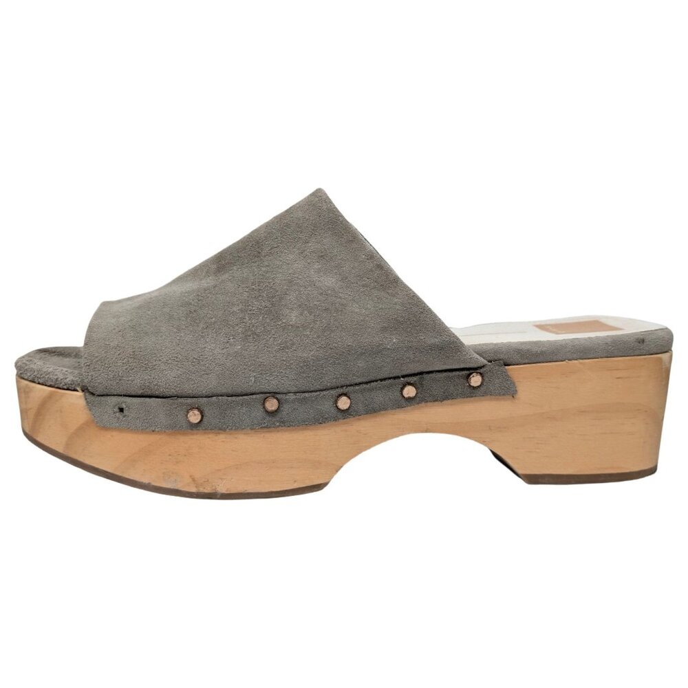 Dolce Vita Dorado Clogs Womens Sage Green Suede Wood Sole Platform Size 10 - Picture 4 of 14